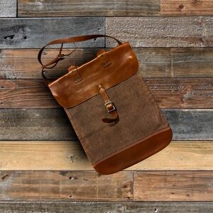 Ralph Lauren Double RL Brown Tan Messenger Bag